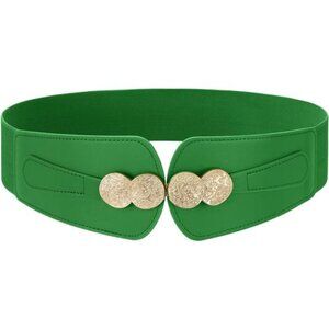 Women Wide Elastic Waist Belt Stretchy Green